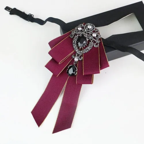 New High Quality Classic Bowties Neck Tie Ribbon Rhinestone Corsage Bowtie Cravat Gifts