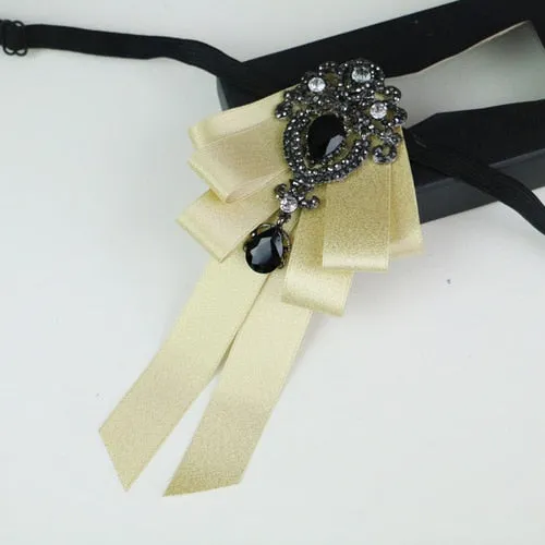 New High Quality Classic Bowties Neck Tie Ribbon Rhinestone Corsage Bowtie Cravat Gifts