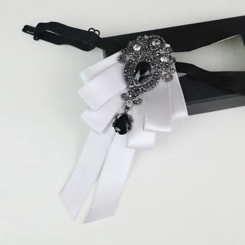New High Quality Classic Bowties Neck Tie Ribbon Rhinestone Corsage Bowtie Cravat Gifts