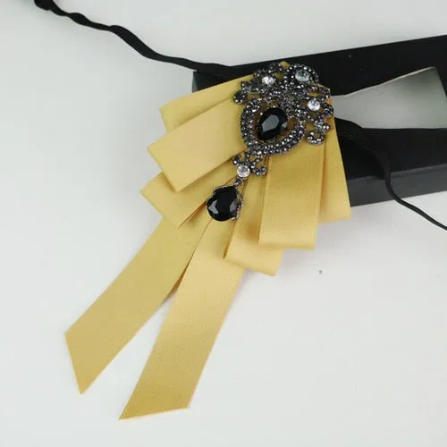 New High Quality Classic Bowties Neck Tie Ribbon Rhinestone Corsage Bowtie Cravat Gifts