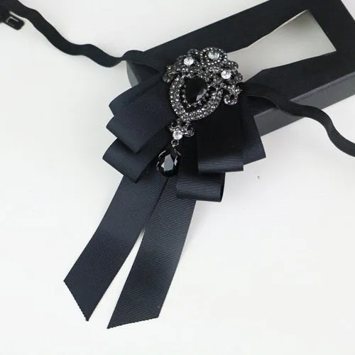 New High Quality Classic Bowties Neck Tie Ribbon Rhinestone Corsage Bowtie Cravat Gifts
