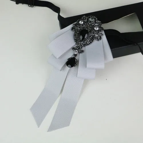 New High Quality Classic Bowties Neck Tie Ribbon Rhinestone Corsage Bowtie Cravat Gifts