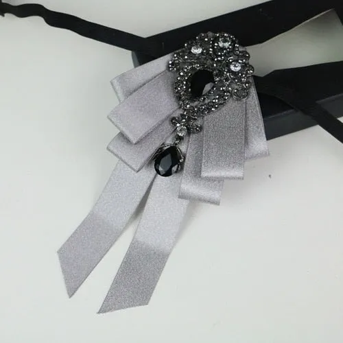 New High Quality Classic Bowties Neck Tie Ribbon Rhinestone Corsage Bowtie Cravat Gifts