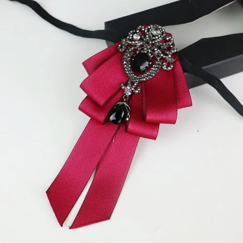 New High Quality Classic Bowties Neck Tie Ribbon Rhinestone Corsage Bowtie Cravat Gifts