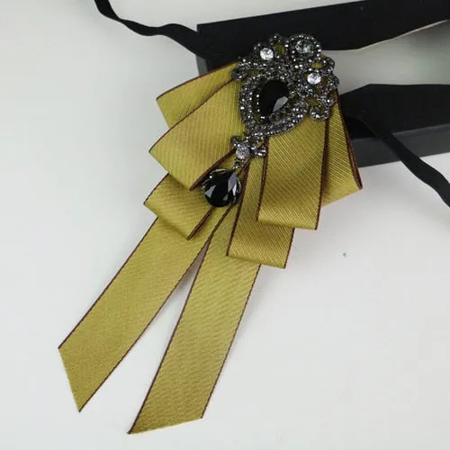 New High Quality Classic Bowties Neck Tie Ribbon Rhinestone Corsage Bowtie Cravat Gifts