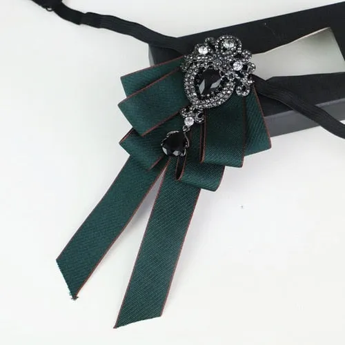 New High Quality Classic Bowties Neck Tie Ribbon Rhinestone Corsage Bowtie Cravat Gifts