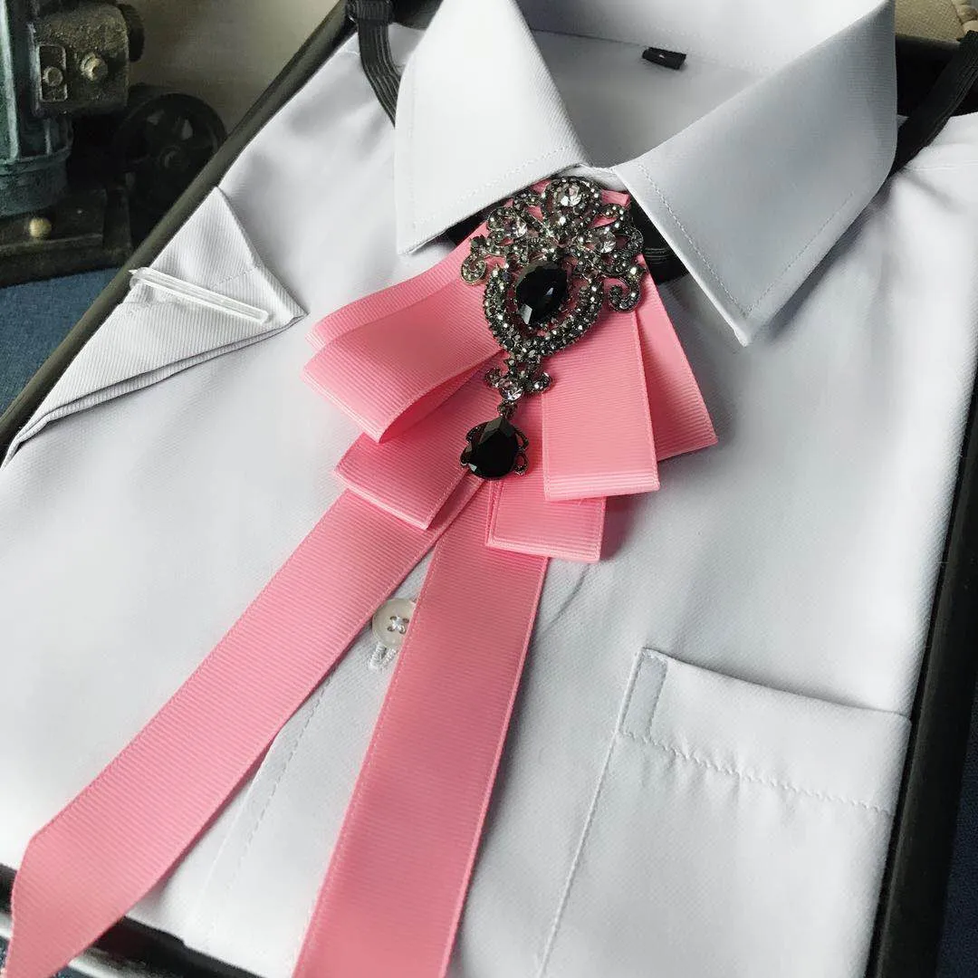 New High Quality Classic Bowties Neck Tie Ribbon Rhinestone Corsage Bowtie Cravat Gifts