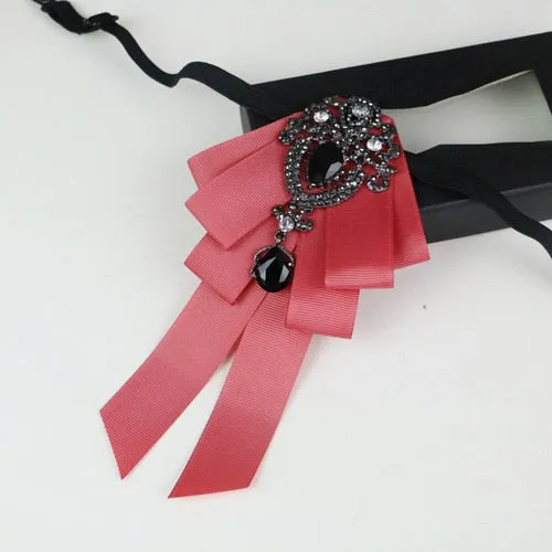 New High Quality Classic Bowties Neck Tie Ribbon Rhinestone Corsage Bowtie Cravat Gifts
