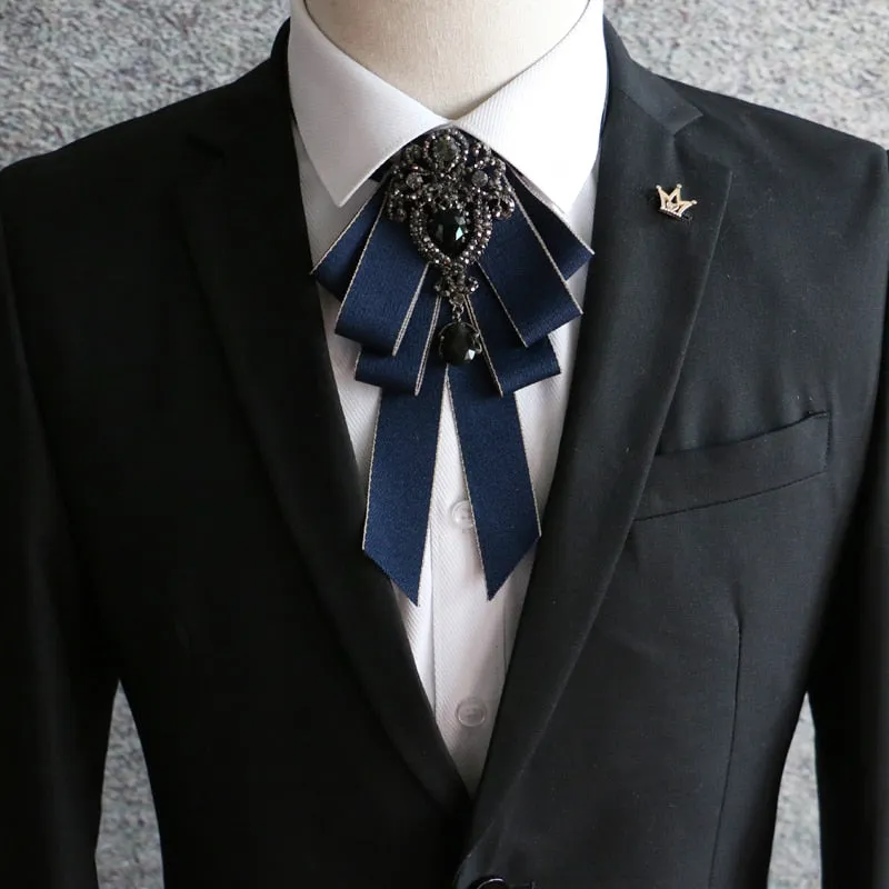 New High Quality Classic Bowties Neck Tie Ribbon Rhinestone Corsage Bowtie Cravat Gifts