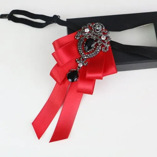 New High Quality Classic Bowties Neck Tie Ribbon Rhinestone Corsage Bowtie Cravat Gifts