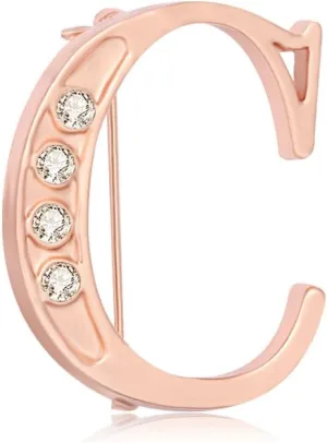 NOUMANDA Rose Gold Plated Fashion 26 Charm Initial Letters Brooch Crystal Pins Big Brooches Letter C D K Brooches