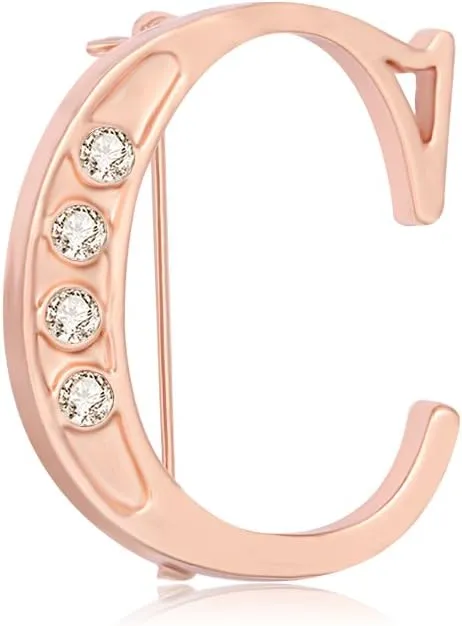 NOUMANDA Rose Gold Plated Fashion 26 Charm Initial Letters Brooch Crystal Pins Big Brooches Letter C D K Brooches