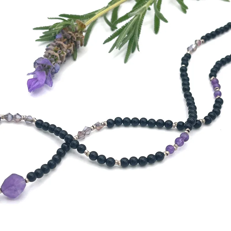 Onyx and Amethyst Crystal Necklace