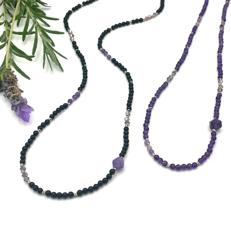 Onyx and Amethyst Crystal Necklace