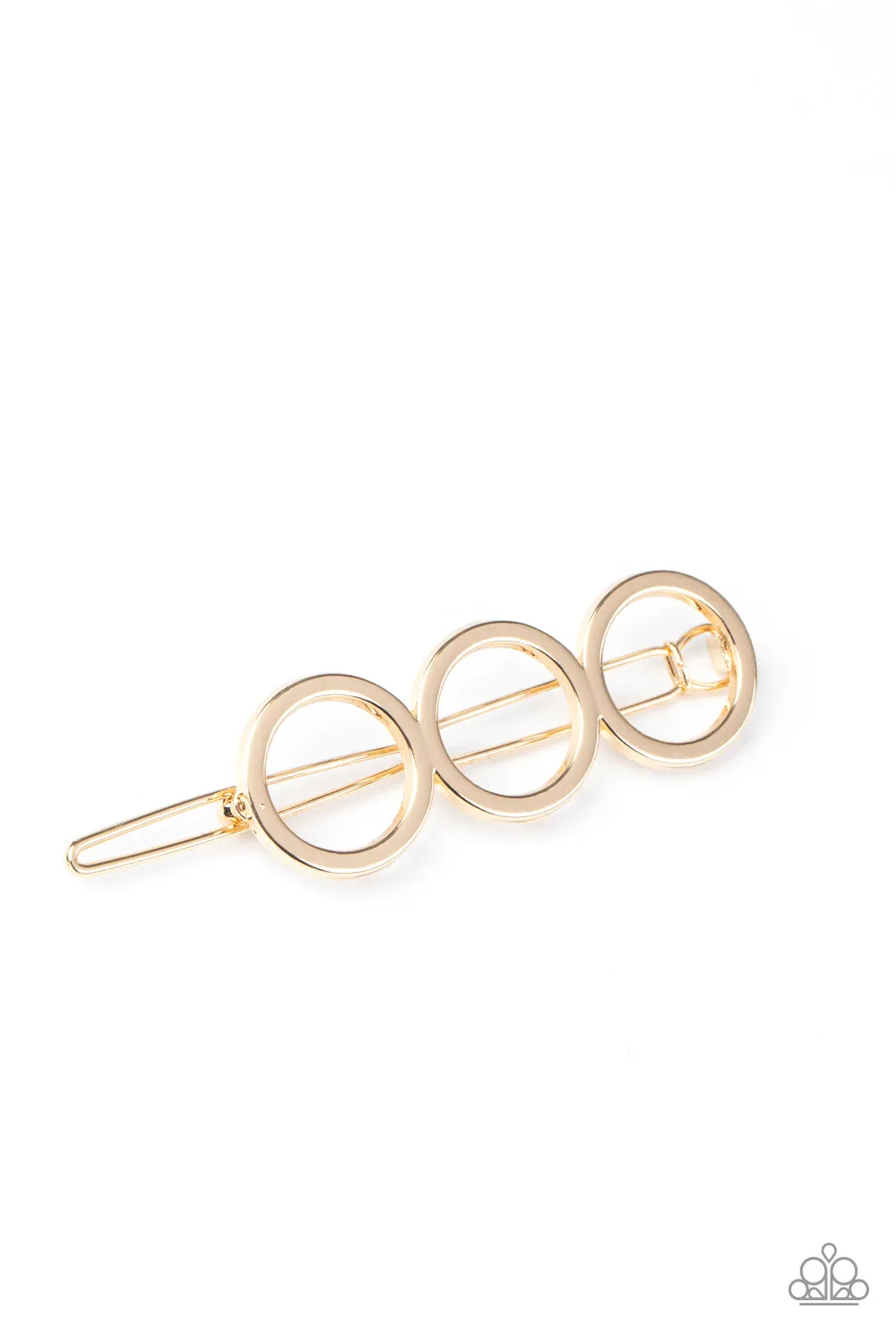 Paparazzi A HOLE Lot of Trouble - Gold Hairclip