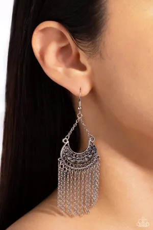 Paparazzi Earring ~ Greco Goddess - Silver