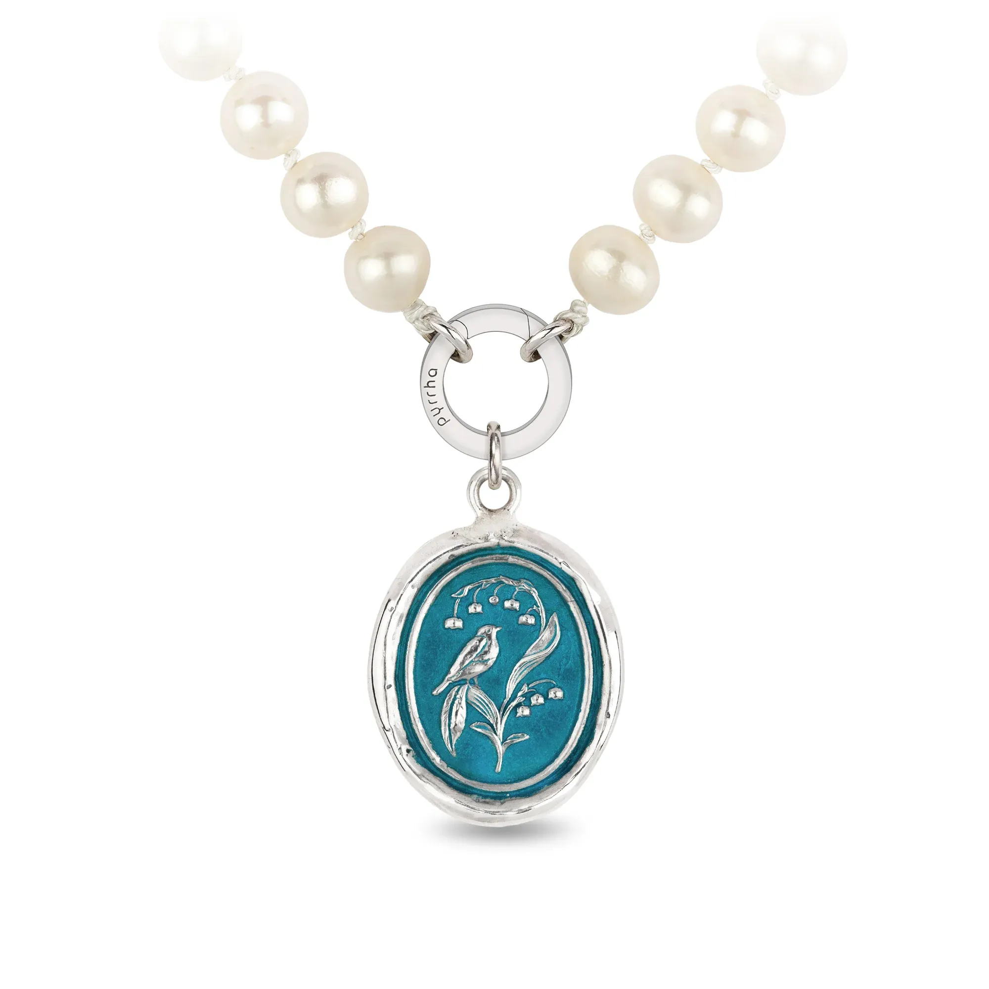 Peacock Knotted Freshwater Pearl Necklace - Capri Blue