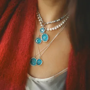 Peacock Knotted Freshwater Pearl Necklace - Capri Blue