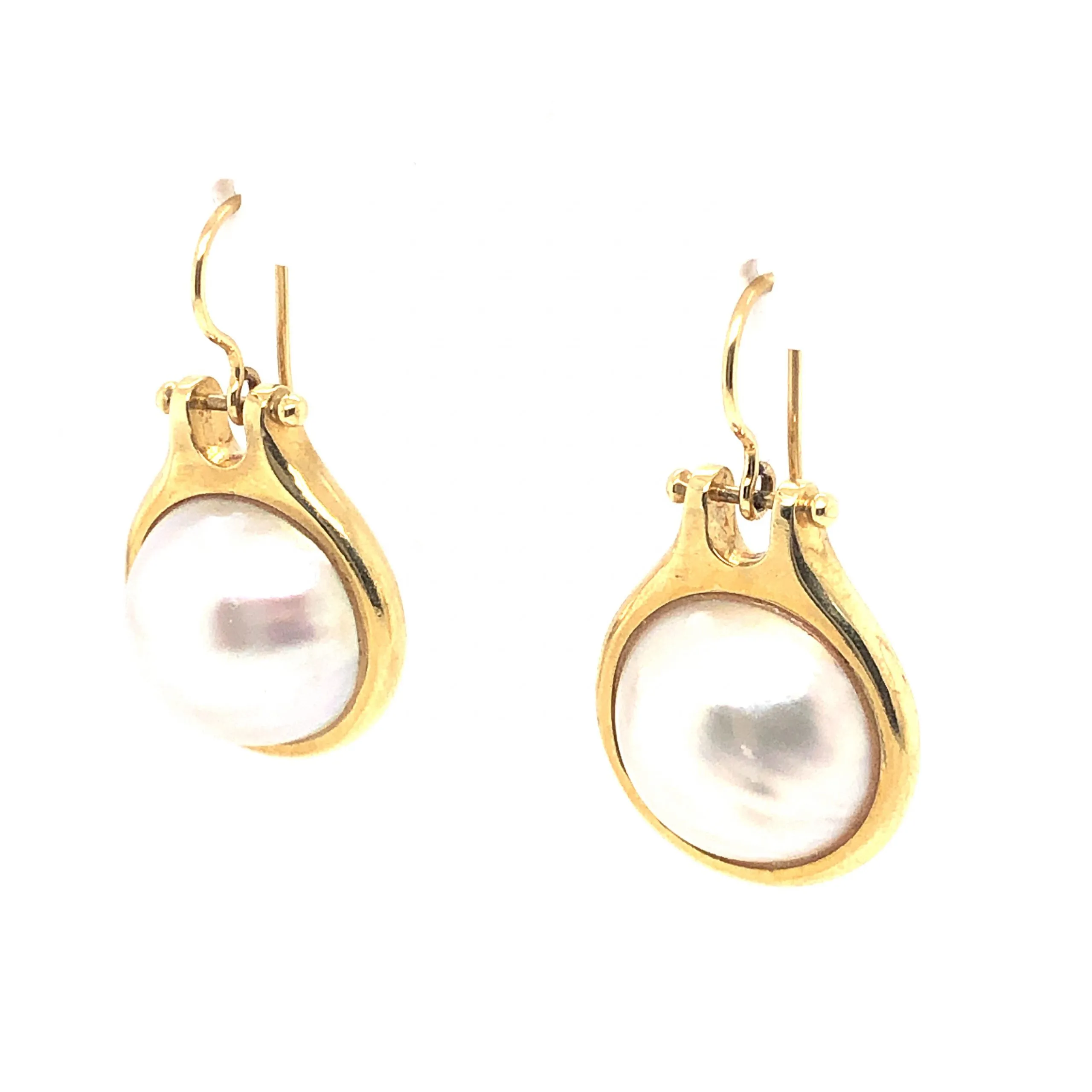 Pearl Dangle Earrings in 18k Yellow Gold