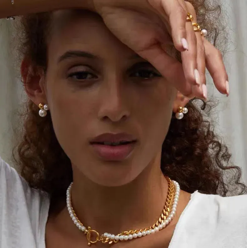 Pearl Gold Bubble Earrings