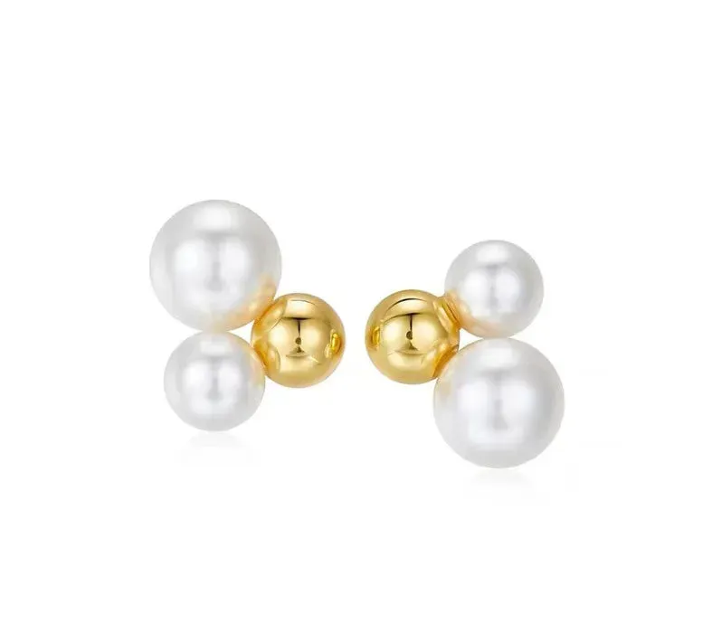 Pearl Gold Bubble Earrings
