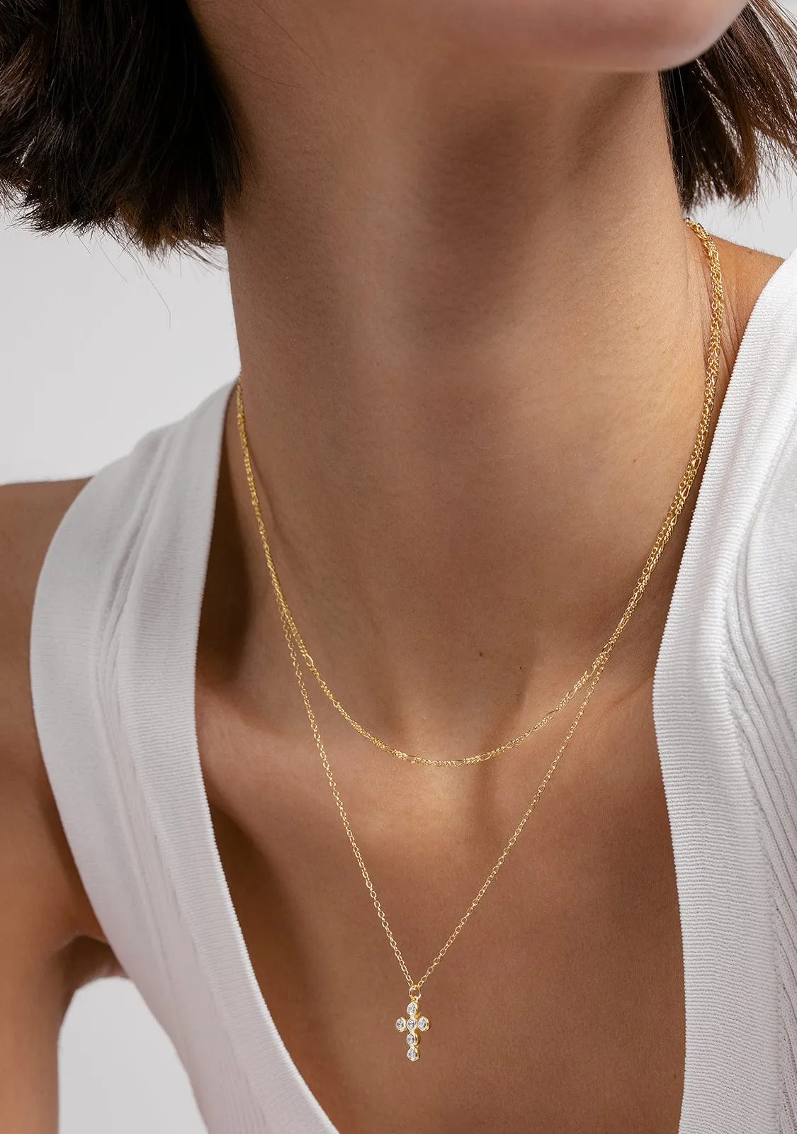Pendant Cross Zirconias Gold