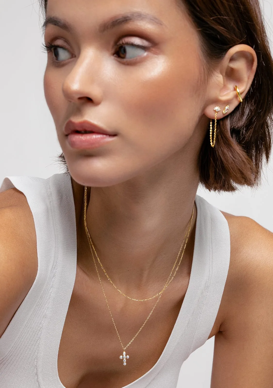 Pendant Cross Zirconias Gold