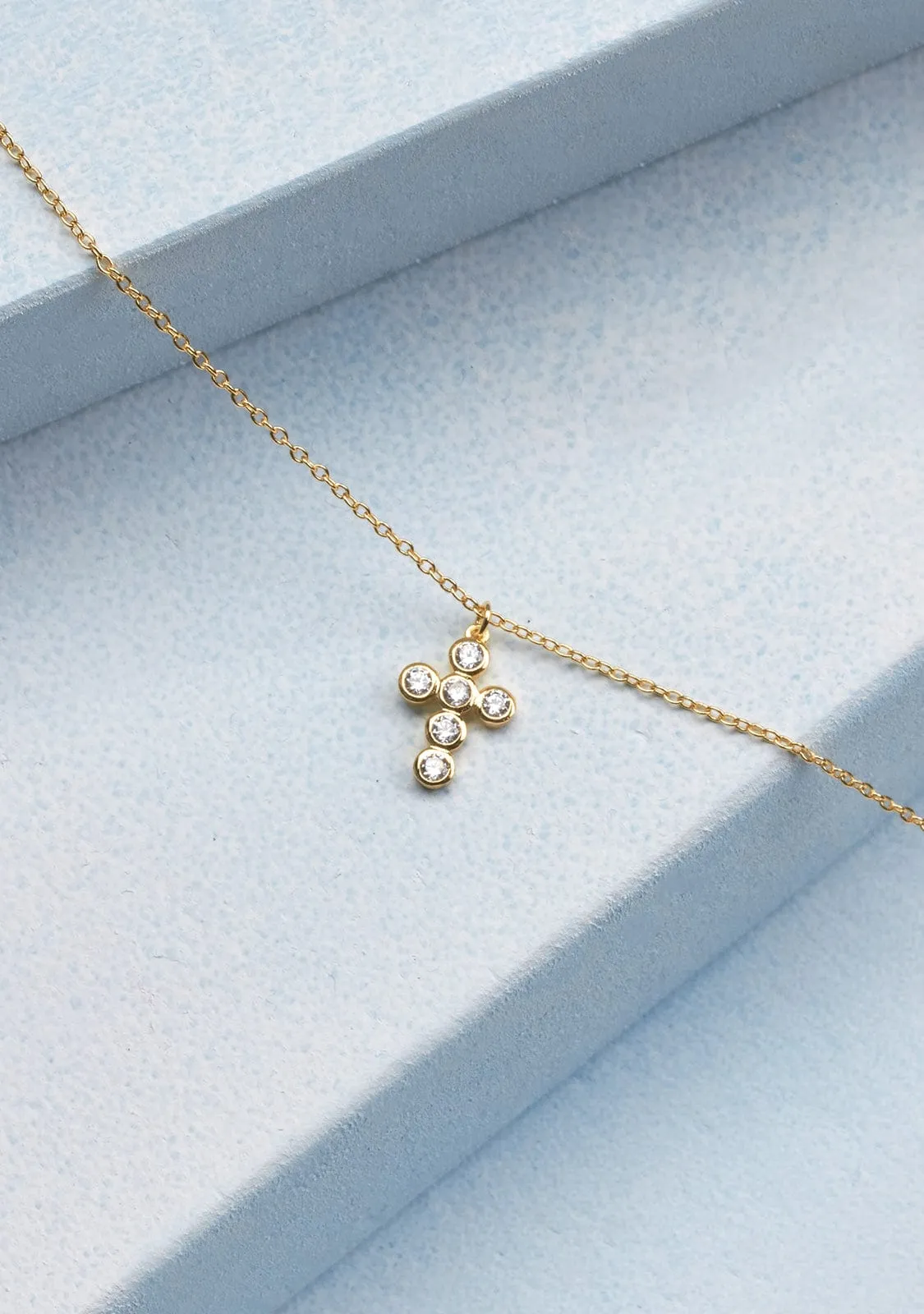 Pendant Cross Zirconias Gold