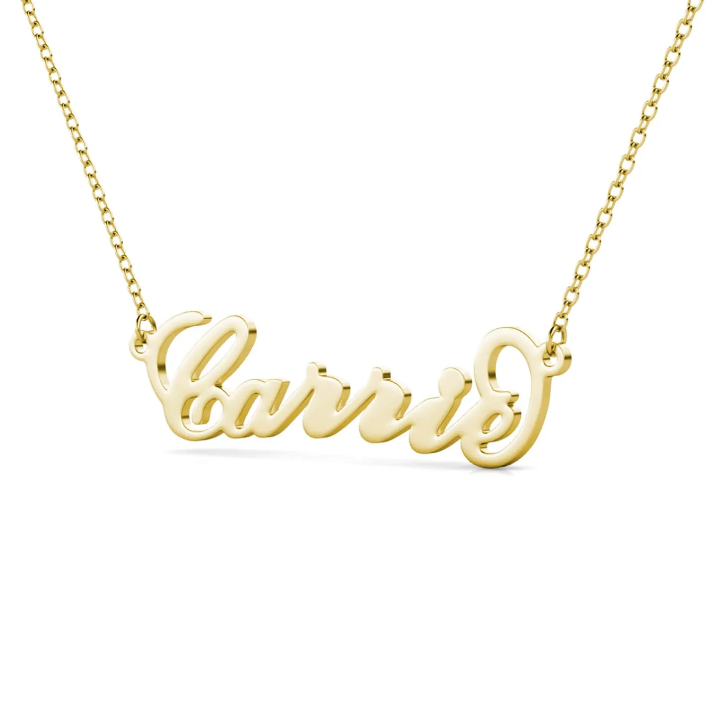 Personalised Carrie Style Name Necklace Sterling Silver Gold Plated