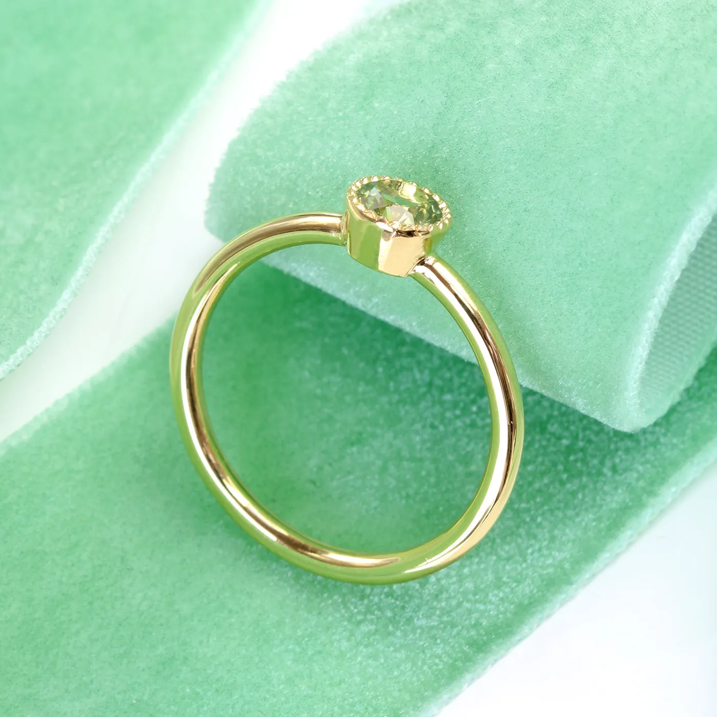 Petite Green Sapphire Solitaire Engagement Ring, 18ct Gold