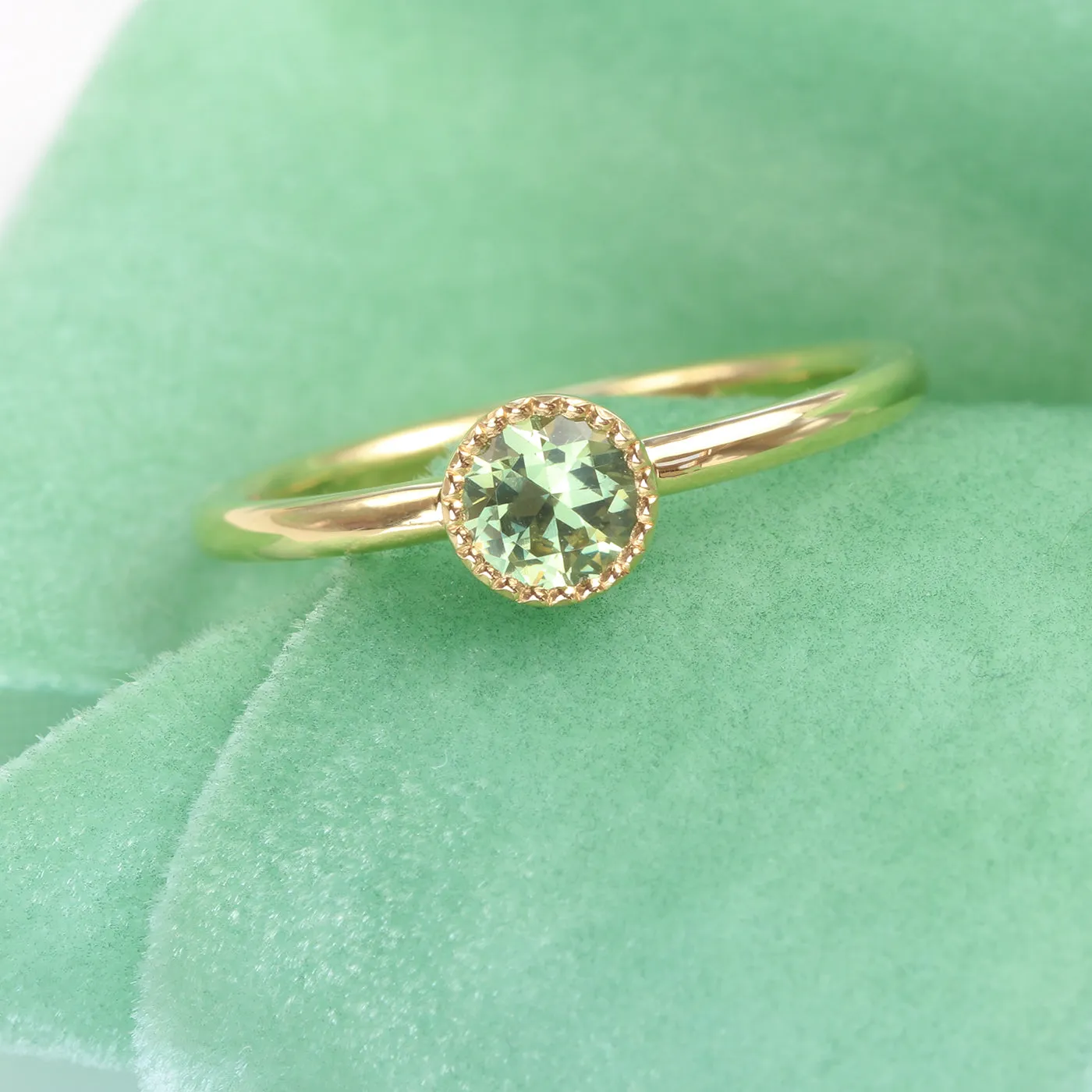 Petite Green Sapphire Solitaire Engagement Ring, 18ct Gold