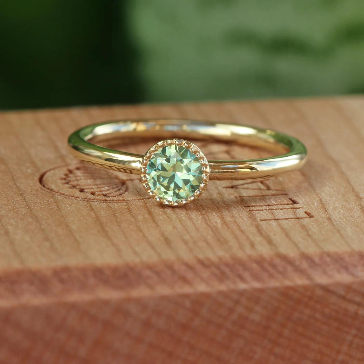 Petite Green Sapphire Solitaire Engagement Ring, 18ct Gold