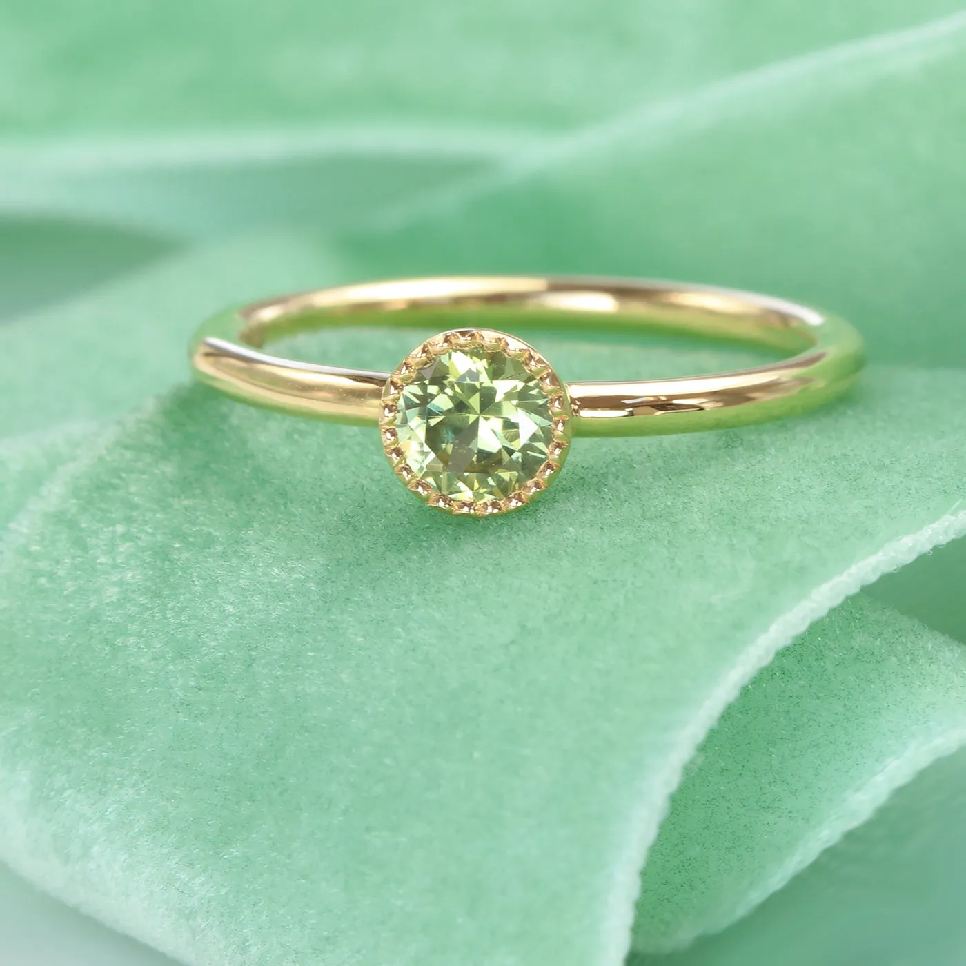 Petite Green Sapphire Solitaire Engagement Ring, 18ct Gold