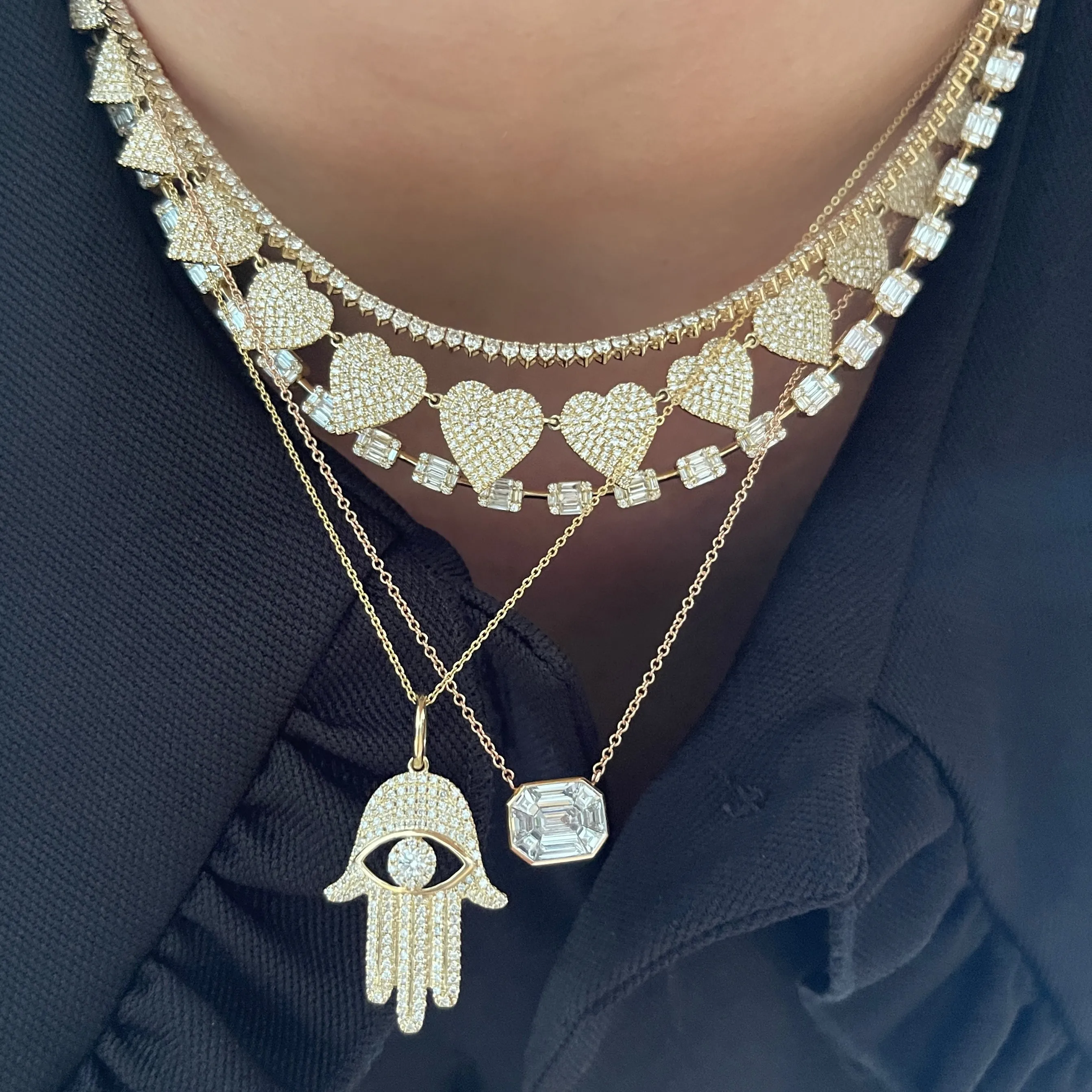 Petite Perfect Three Prong Diamond Tennis Necklace