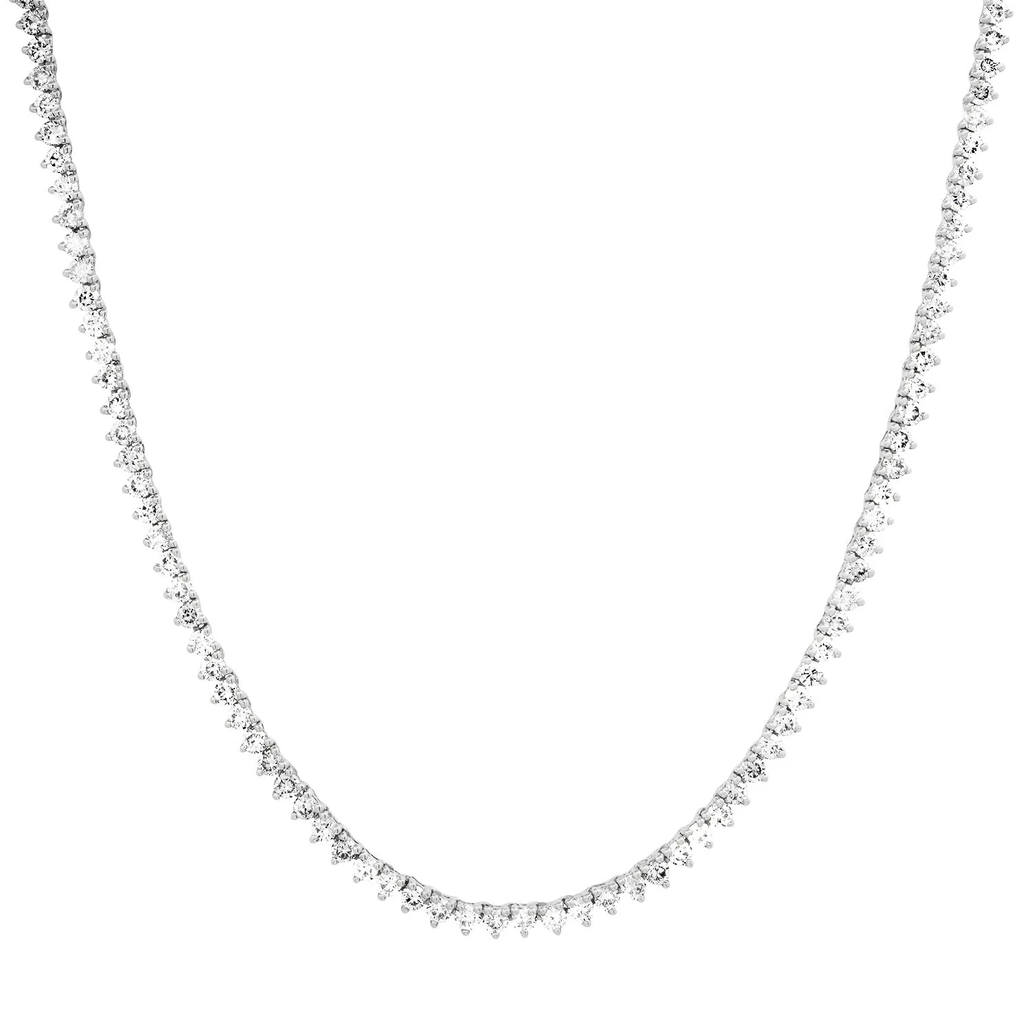 Petite Perfect Three Prong Diamond Tennis Necklace