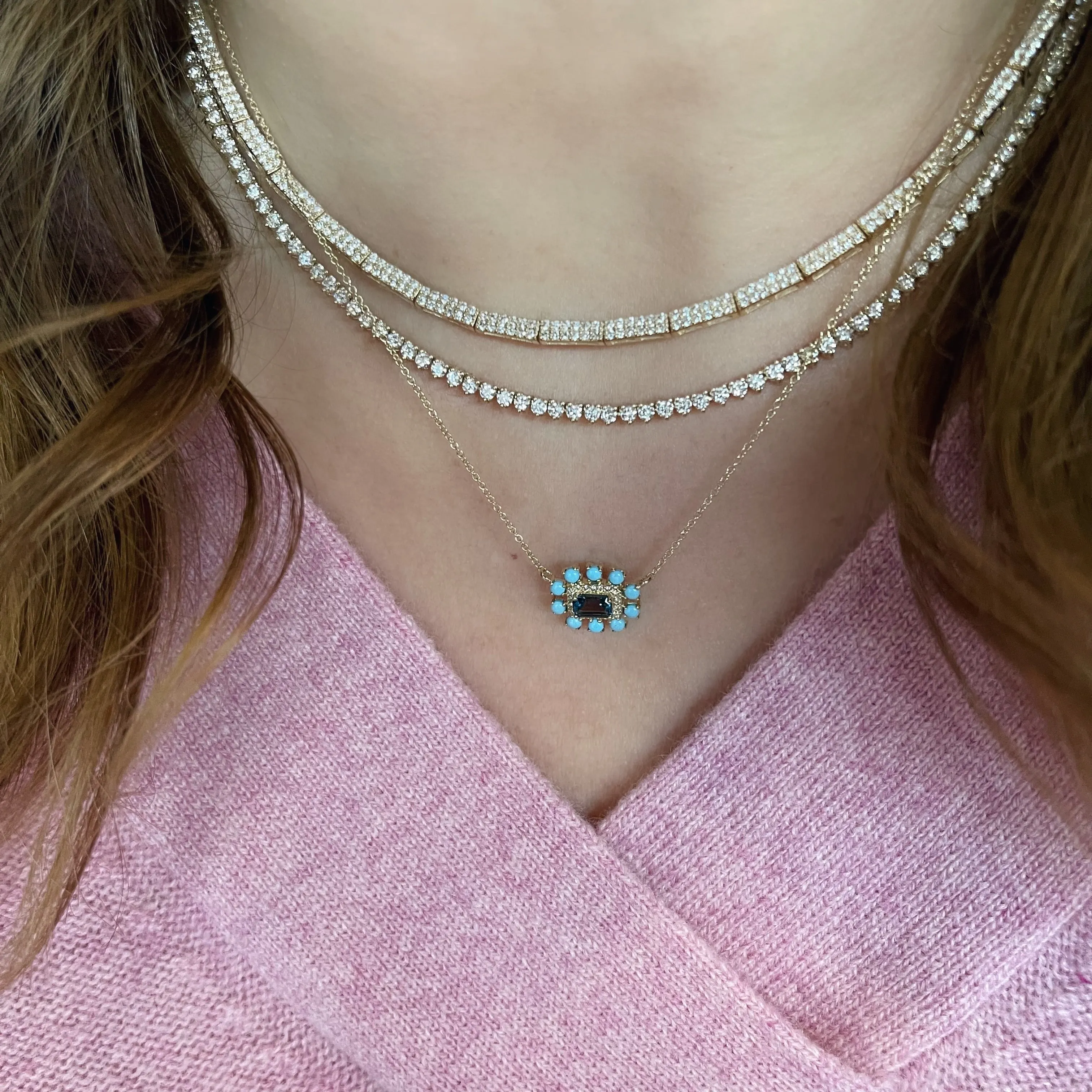 Petite Perfect Three Prong Diamond Tennis Necklace