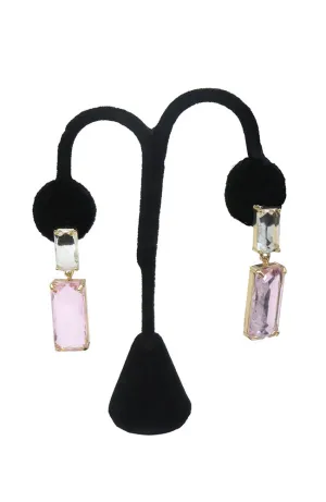 Pink Dbl Baguette Earrings