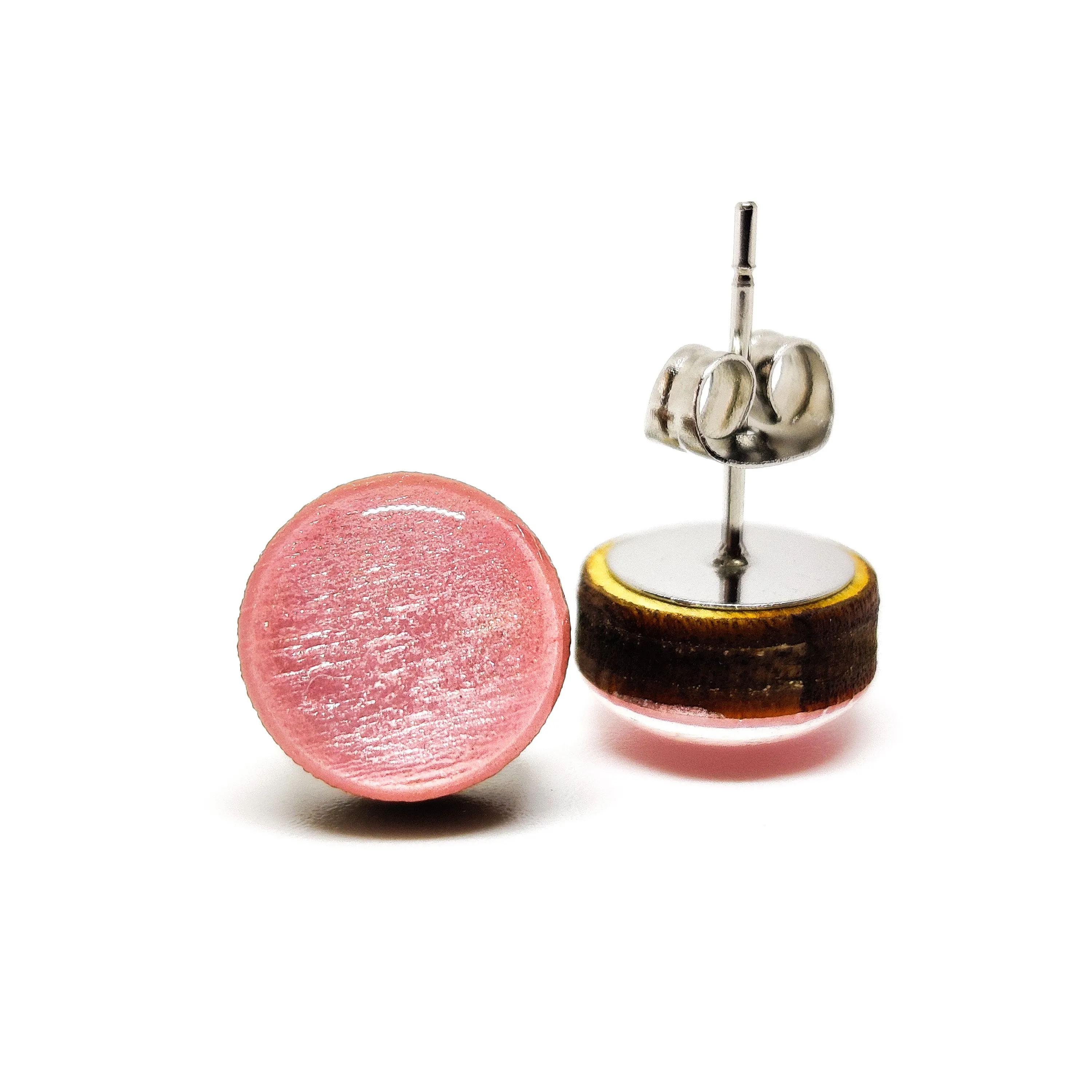Pink Quartz Shimmer Stud Earrings by Candi Cove Designs