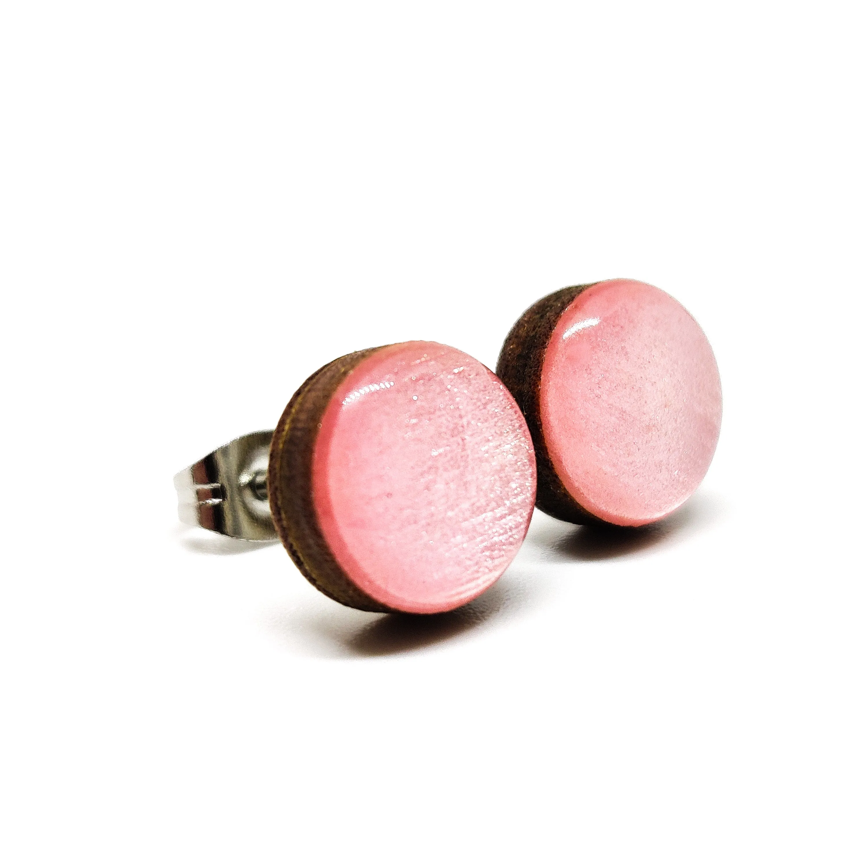 Pink Quartz Shimmer Stud Earrings by Candi Cove Designs