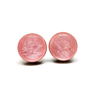 Pink Quartz Shimmer Stud Earrings by Candi Cove Designs