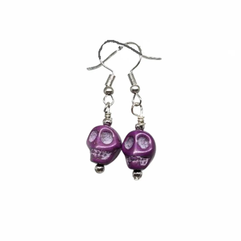 Purple Howlite Skull Earrings