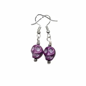 Purple Howlite Skull Earrings