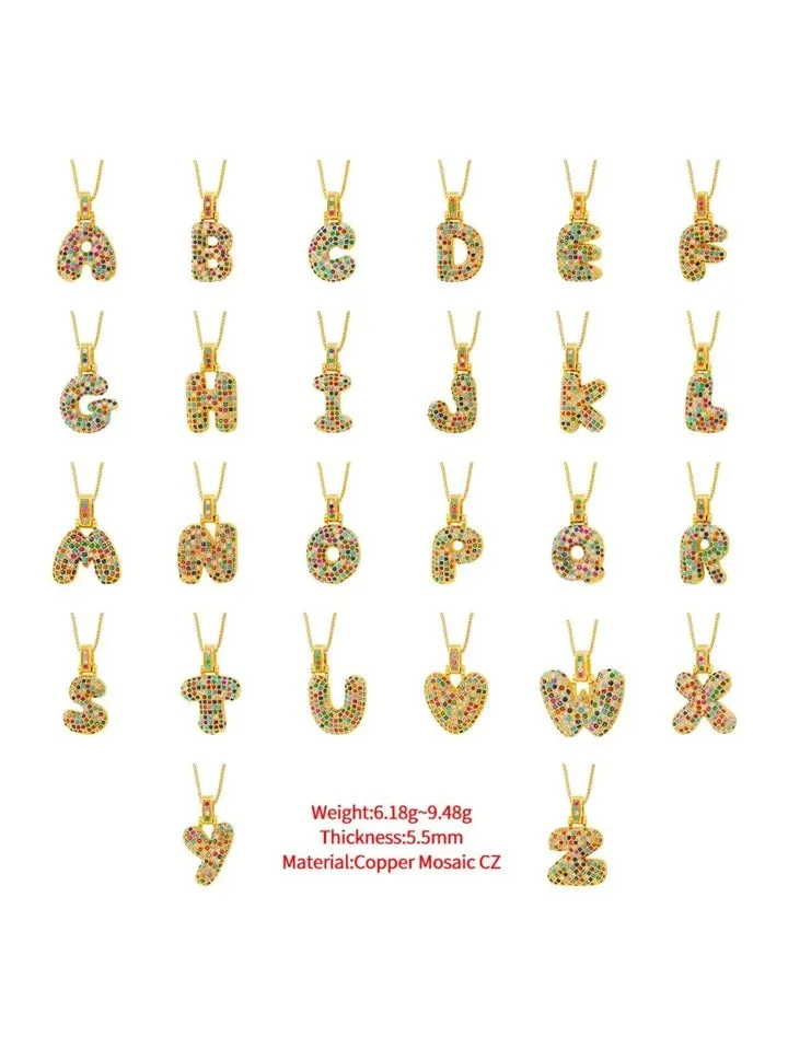 Rainbow Bubble Initial Charm Necklace