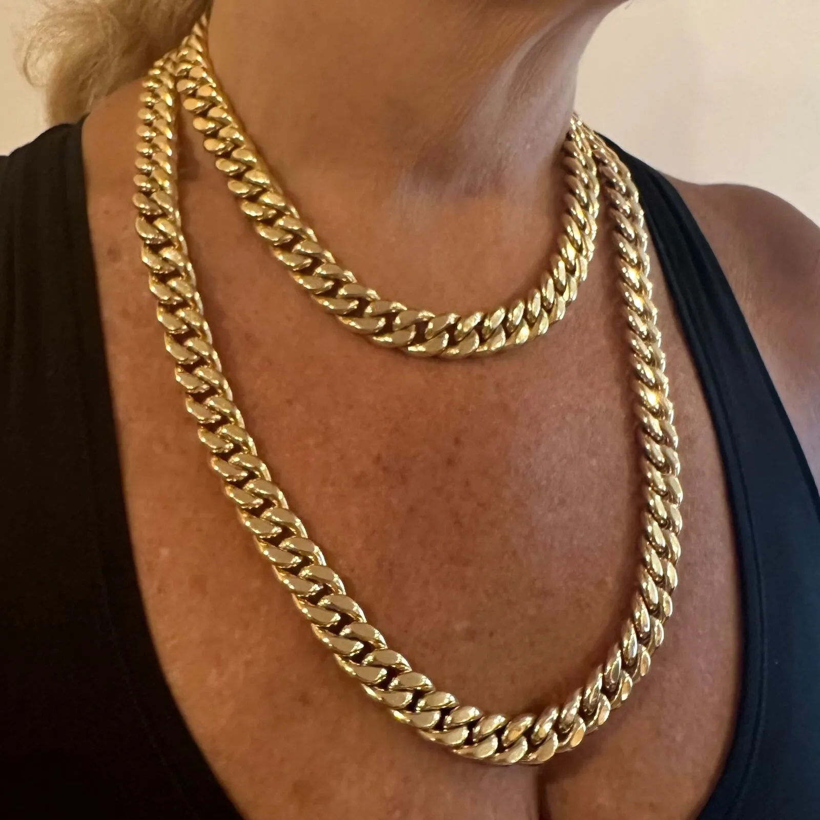 Rare! Authentic Bvlgari Bulgari 18k Yellow Gold Set Two Curb Link Long Necklace