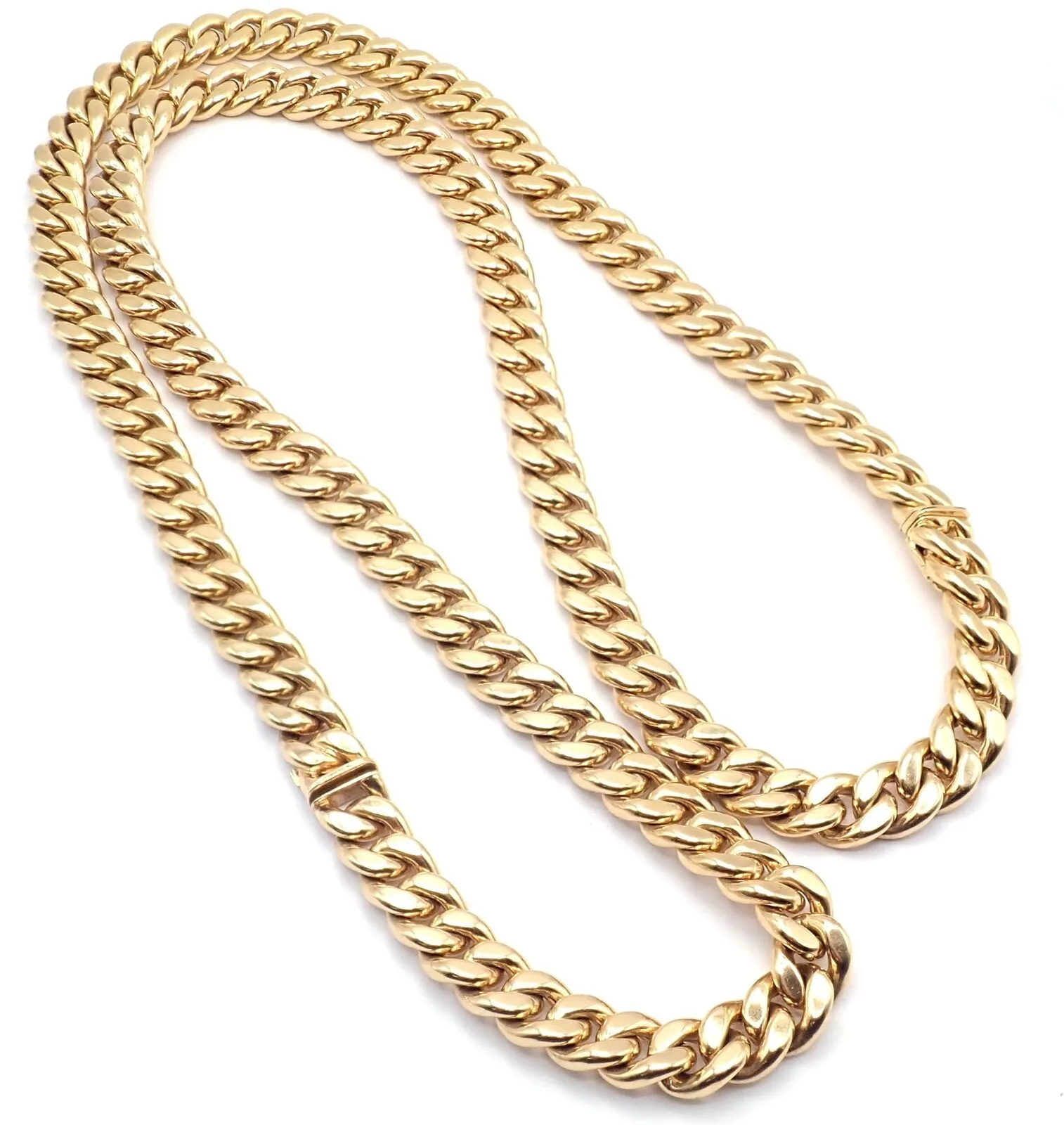 Rare! Authentic Bvlgari Bulgari 18k Yellow Gold Set Two Curb Link Long Necklace