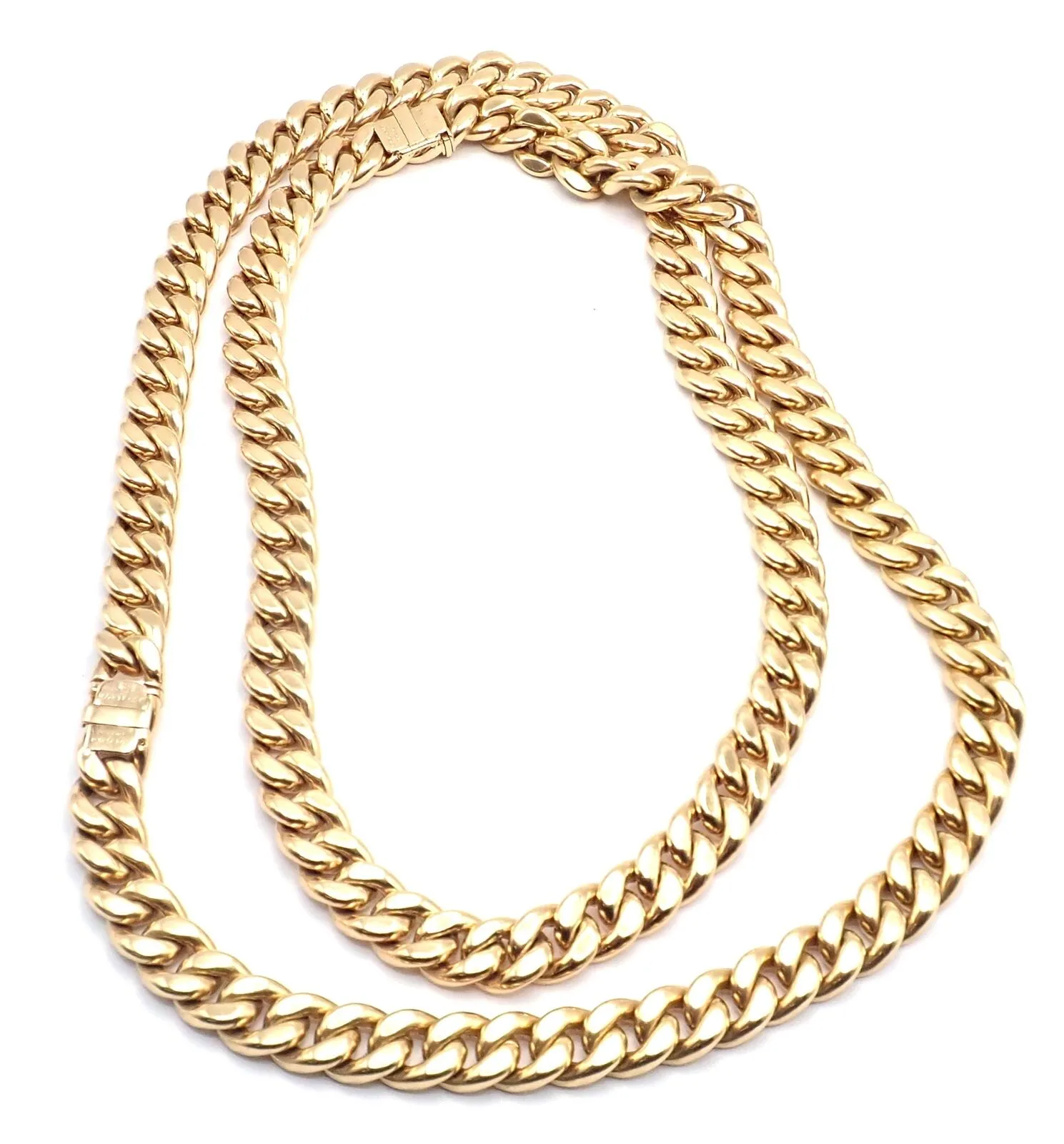 Rare! Authentic Bvlgari Bulgari 18k Yellow Gold Set Two Curb Link Long Necklace
