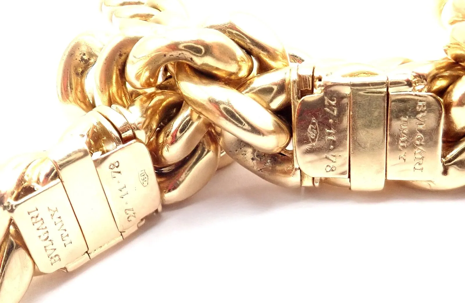 Rare! Authentic Bvlgari Bulgari 18k Yellow Gold Set Two Curb Link Long Necklace