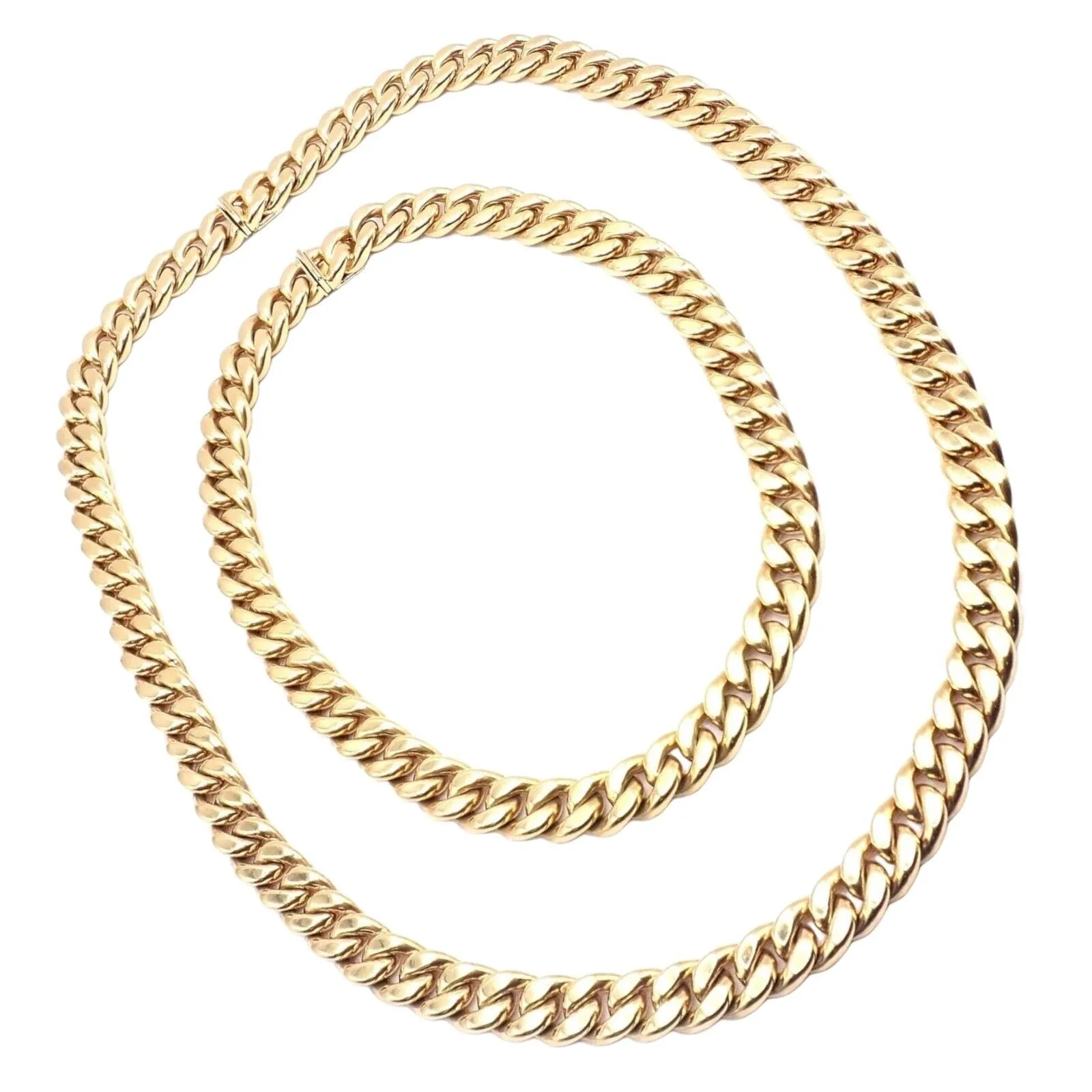 Rare! Authentic Bvlgari Bulgari 18k Yellow Gold Set Two Curb Link Long Necklace