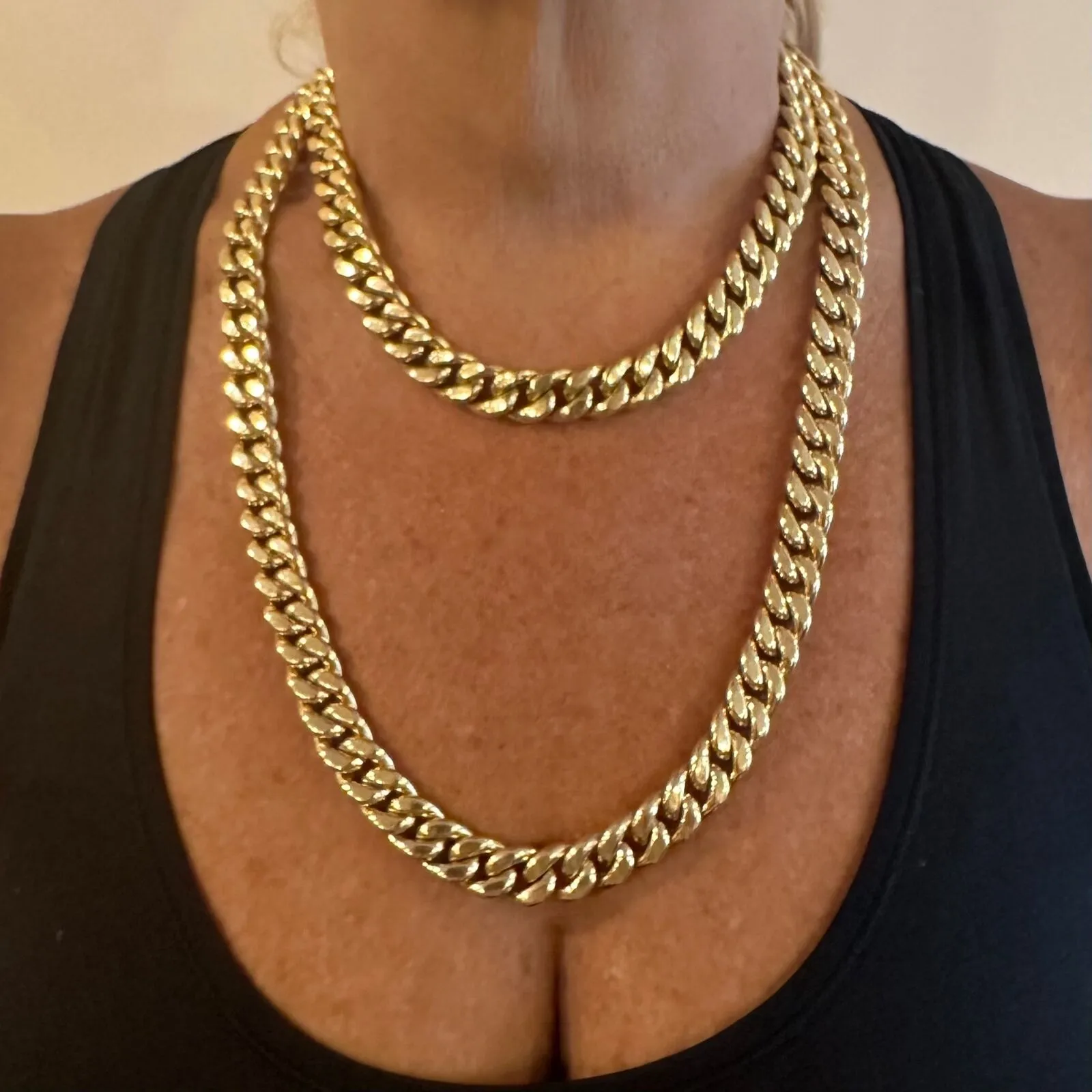Rare! Authentic Bvlgari Bulgari 18k Yellow Gold Set Two Curb Link Long Necklace