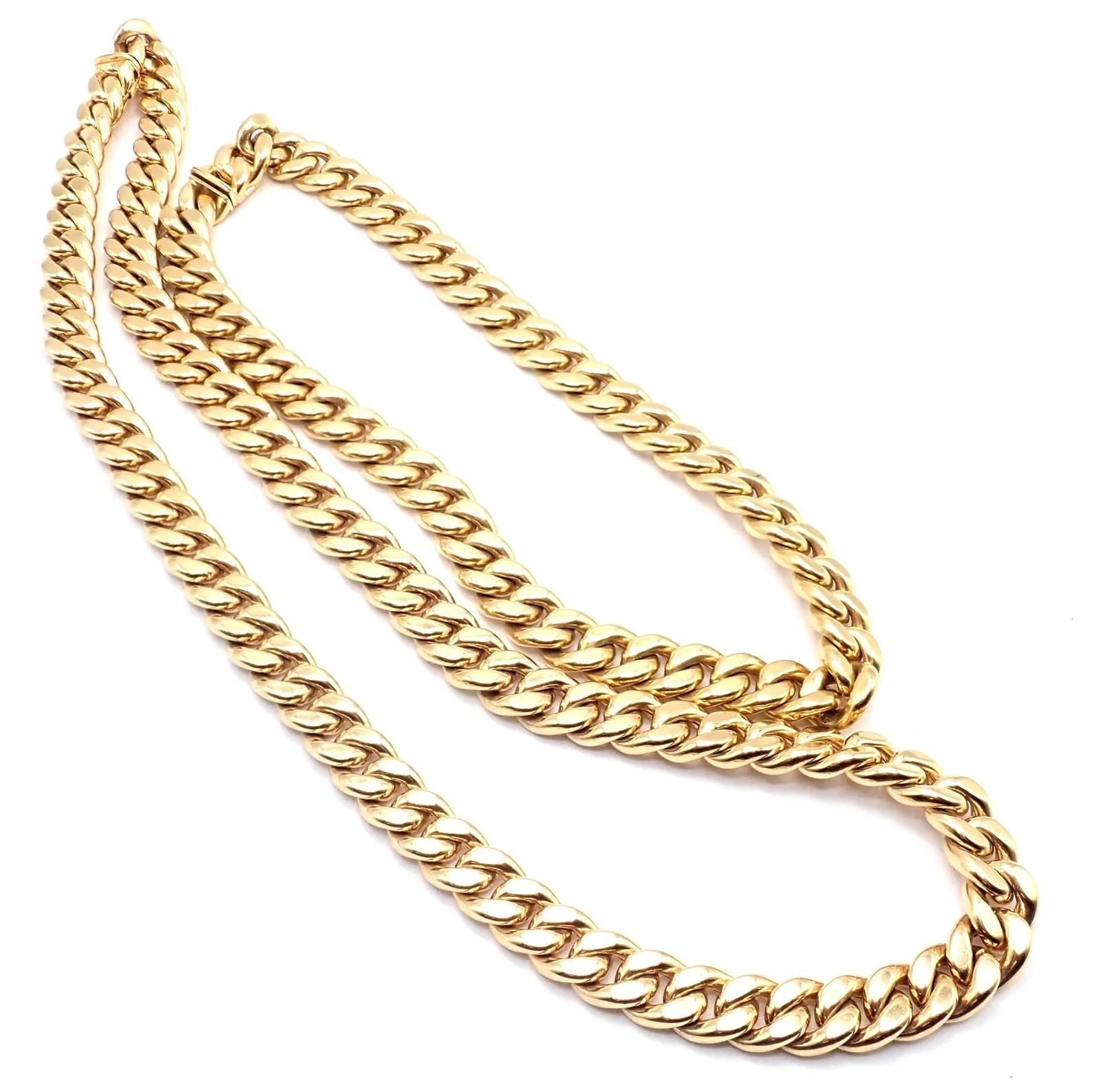Rare! Authentic Bvlgari Bulgari 18k Yellow Gold Set Two Curb Link Long Necklace